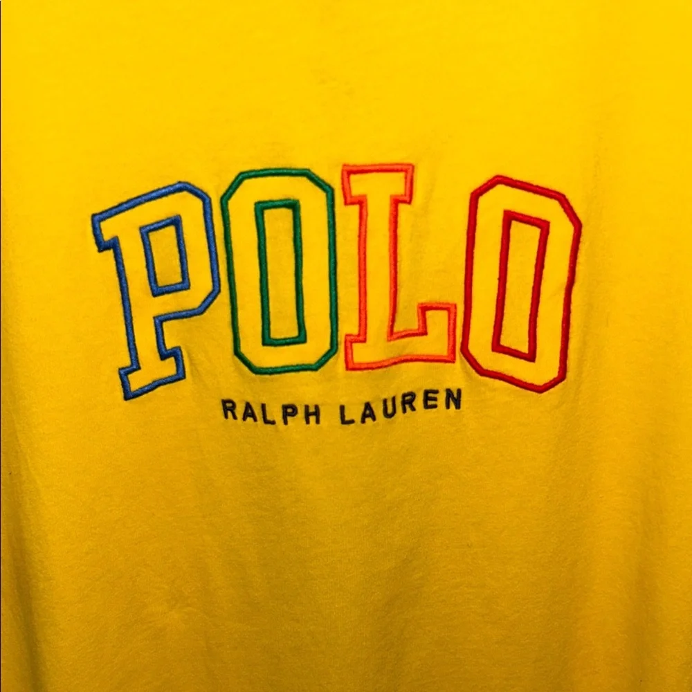 Ralph Lauren Kids Youth Yellow POLO Multicolor Logo Tee Size Large 14-16 Boys